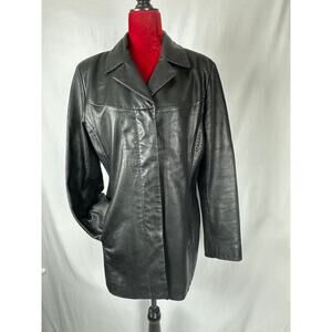 Nine West Womens Leather Jacket Size Large supple exquisite Y2K style car coat